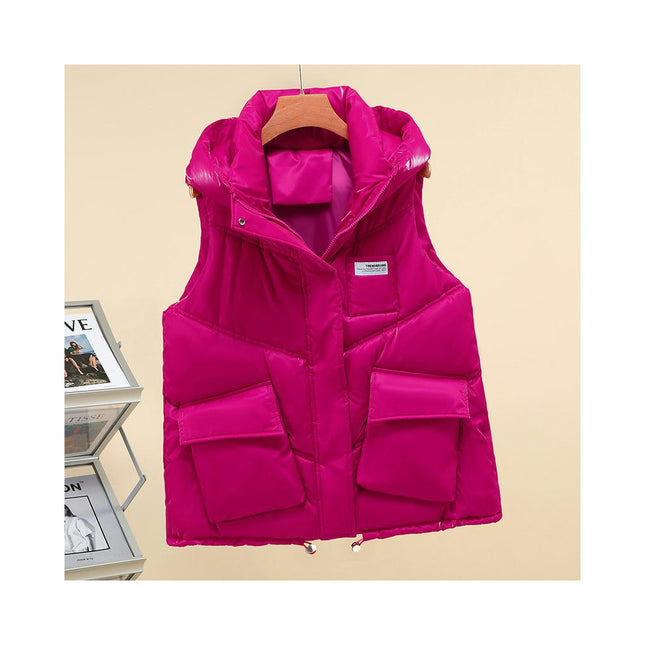 Women's Puffer Vest Winter Quilted Padded Sleeveless Zip Up Short Jacket Gilet