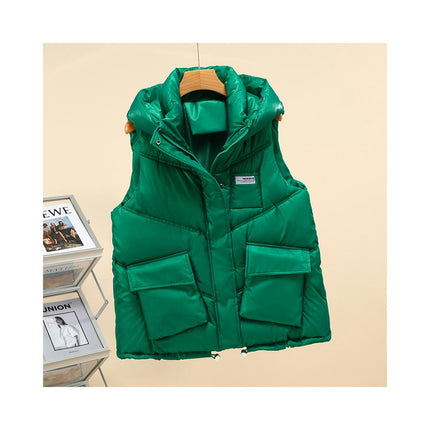 Women's Puffer Vest Winter Quilted Padded Sleeveless Zip Up Short Jacket Gilet