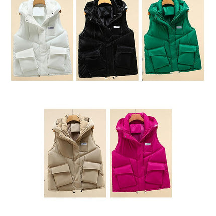 Women's Puffer Vest Winter Quilted Padded Sleeveless Zip Up Short Jacket Gilet