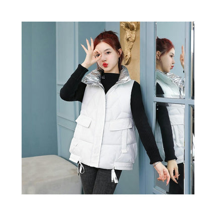 Women's Zip Up Puffer Vest Stand Collar Sleeveless Padded Jacket Coat