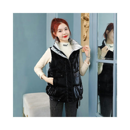 Women's Zip Up Puffer Vest Stand Collar Sleeveless Padded Jacket Coat