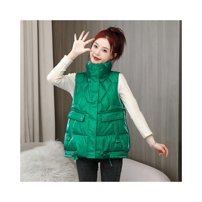 Women's Zip Up Puffer Vest Stand Collar Sleeveless Padded Jacket Coat
