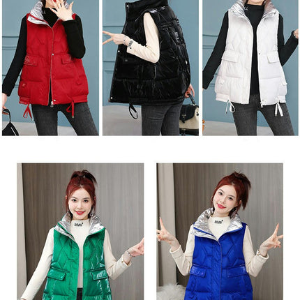 Women's Zip Up Puffer Vest Stand Collar Sleeveless Padded Jacket Coat