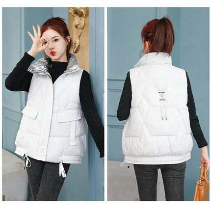 Women's Zip Up Puffer Vest Stand Collar Sleeveless Padded Jacket Coat