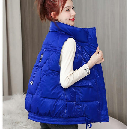Women's Zip Up Puffer Vest Stand Collar Sleeveless Padded Jacket Coat