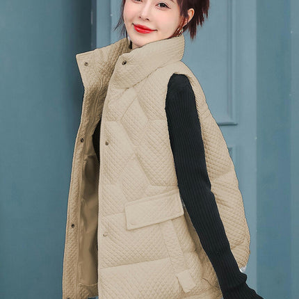 Womens Padded Zip Up Puffer Vest Stand Collar Sleeveless Jacket Coat