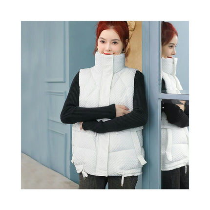 Womens Padded Zip Up Puffer Vest Stand Collar Sleeveless Jacket Coat