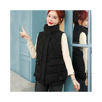 Womens Padded Zip Up Puffer Vest Stand Collar Sleeveless Jacket Coat