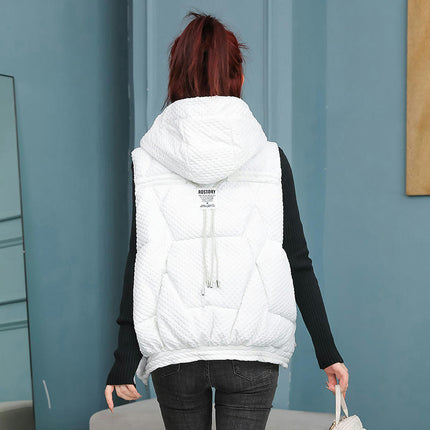 Womens Hooded Puffer Vest Winter Warm Sleeveless Zip Up Short Coats with Pockets