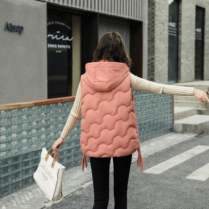 Women's Puffer Vest with Hood Sleeveless Full Zip Quilted Short Coat