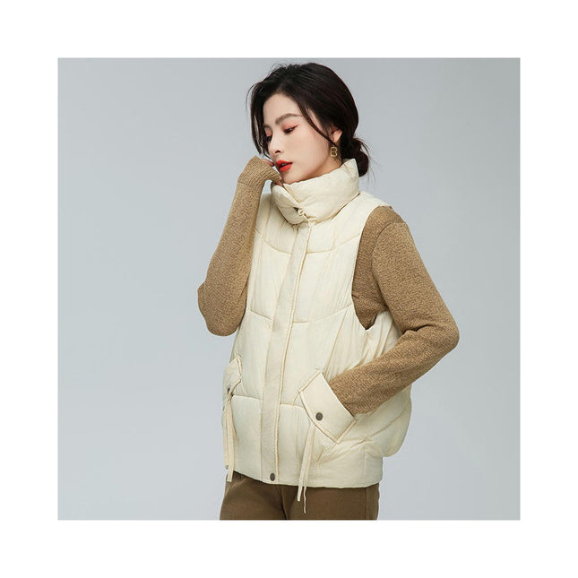 Womens Zip Up Puffer Vest Stand Collar Sleeveless Padded Jacket Coat Model A