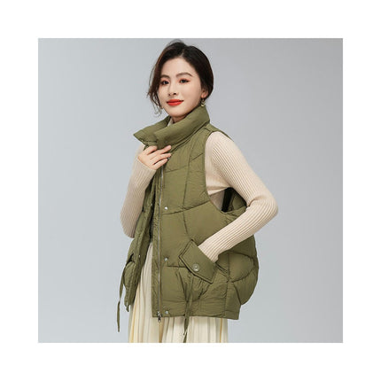 Womens Zip Up Puffer Vest Stand Collar Sleeveless Padded Jacket Coat Model A