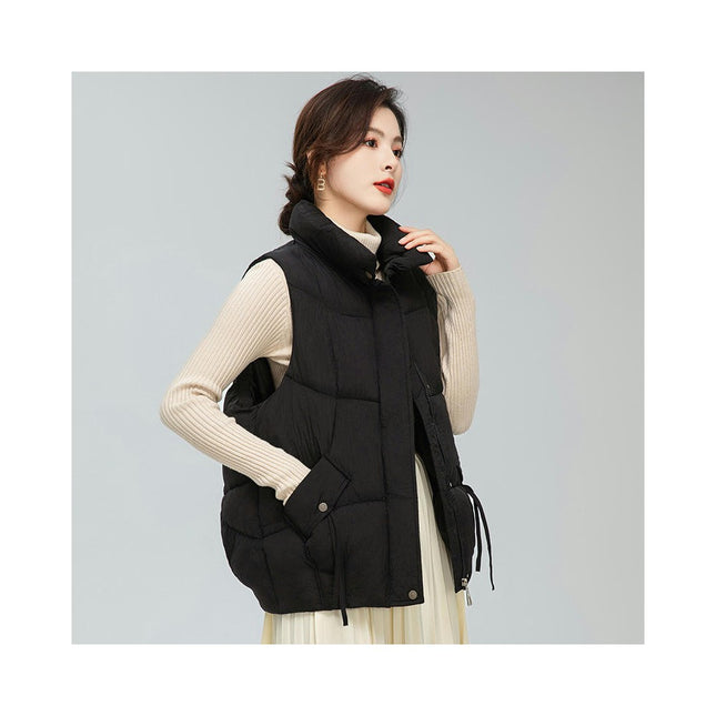 Womens Zip Up Puffer Vest Stand Collar Sleeveless Padded Jacket Coat Model A