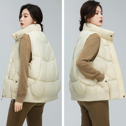 Womens Zip Up Puffer Vest Stand Collar Sleeveless Padded Jacket Coat Model A