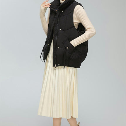 Womens Zip Up Puffer Vest Stand Collar Sleeveless Padded Jacket Coat Model A