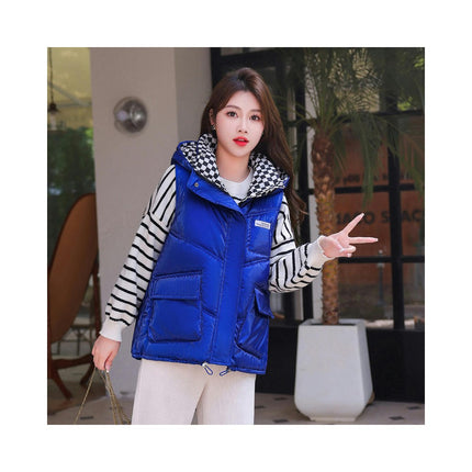 Puffer Vest for Women Hooded Winter Zip Up Sleeveless Short Coats