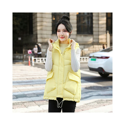 Women's Zip Up Puffer Vest with Pockets Hooded Sleeveless Winter Outwear