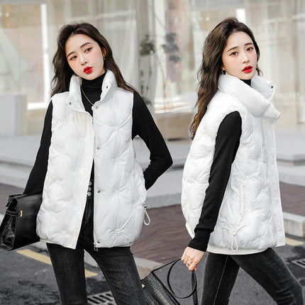 Womens Puffer Vest Stand Collar Full Zip Sleeveless Padded Short Coat