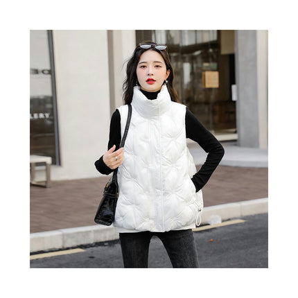 Womens Puffer Vest Stand Collar Full Zip Sleeveless Padded Short Coat