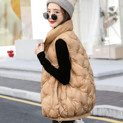 Womens Puffer Vest Stand Collar Full Zip Sleeveless Padded Short Coat