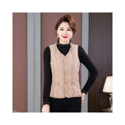 Women's Lightweight Puffer Vest Sleeveless Snap Button Vest Warm Winter Gilet
