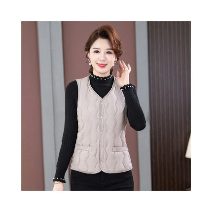 Women's Lightweight Puffer Vest Sleeveless Snap Button Vest Warm Winter Gilet