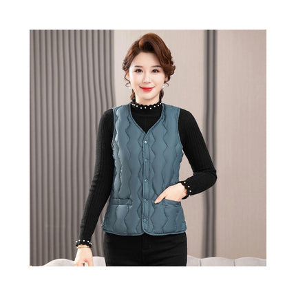 Women's Lightweight Puffer Vest Sleeveless Snap Button Vest Warm Winter Gilet