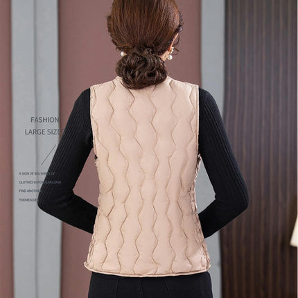 Women's Lightweight Puffer Vest Sleeveless Snap Button Vest Warm Winter Gilet