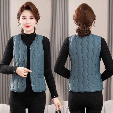 Women's Lightweight Puffer Vest Sleeveless Snap Button Vest Warm Winter Gilet