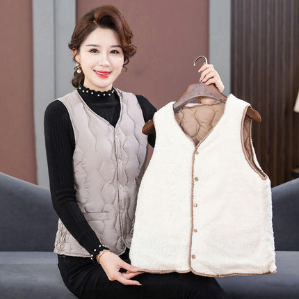 Women's Lightweight Puffer Vest Sleeveless Snap Button Vest Warm Winter Gilet