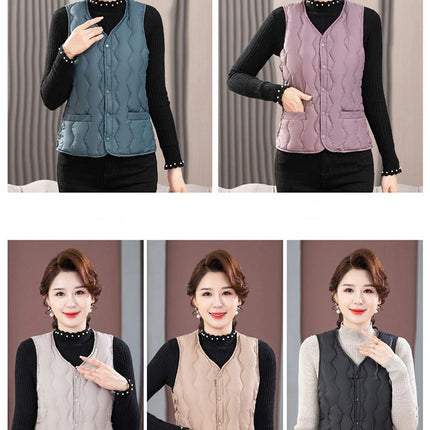 Women's Lightweight Puffer Vest Sleeveless Snap Button Vest Warm Winter Gilet
