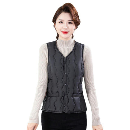 Women's Lightweight Puffer Vest Sleeveless Snap Button Vest Warm Winter Gilet