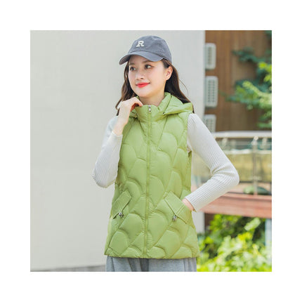 Women's Winter Hooded Puffer Vest Zip up Sleeveless Short Coats Jacket