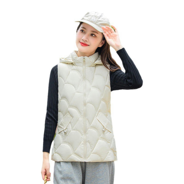 Women's Winter Hooded Puffer Vest Zip up Sleeveless Short Coats Jacket