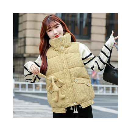 Women's Zip Up Puffer Vest Stand Collar Hooded Sleeveless Winter Outwear