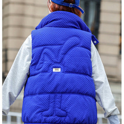 Women's Zip Up Puffer Vest Stand Collar Hooded Sleeveless Winter Outwear