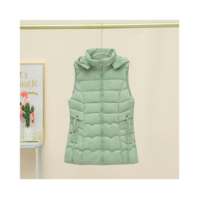 Women's Puffer Vest Quilted Hooded Winter Zip Up Sleeveless Coat