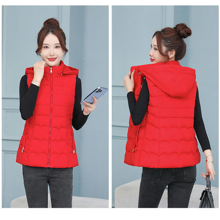 Women's Puffer Vest Quilted Hooded Winter Zip Up Sleeveless Coat