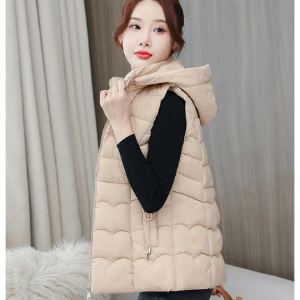 Women's Puffer Vest Quilted Hooded Winter Zip Up Sleeveless Coat