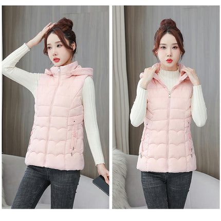 Women's Puffer Vest Quilted Hooded Winter Zip Up Sleeveless Coat