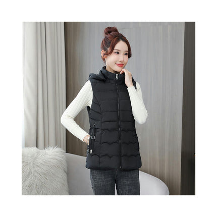 Women's Puffer Vest Quilted Hooded Winter Zip Up Sleeveless Coat