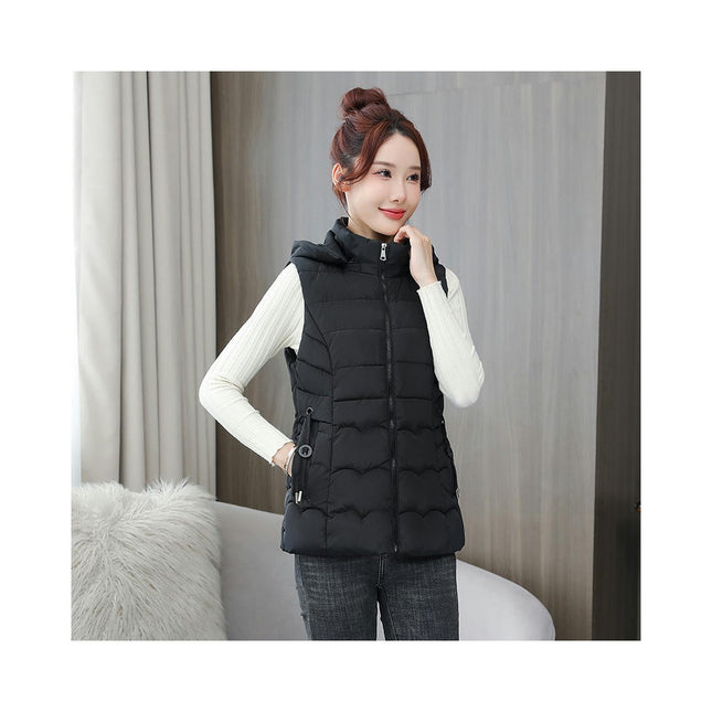 Women's Puffer Vest Quilted Hooded Winter Zip Up Sleeveless Coat