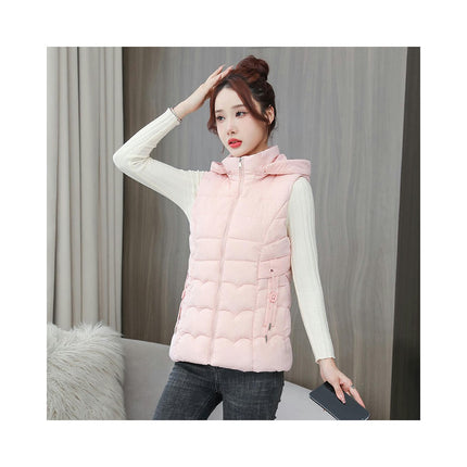 Women's Puffer Vest Quilted Hooded Winter Zip Up Sleeveless Coat
