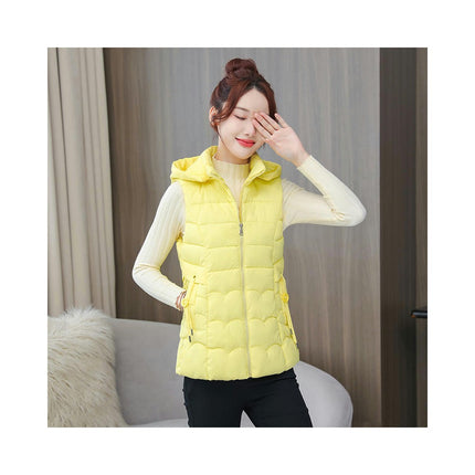 Women's Puffer Vest Quilted Hooded Winter Zip Up Sleeveless Coat