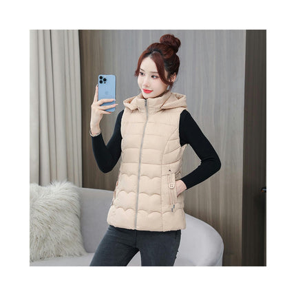 Women's Puffer Vest Quilted Hooded Winter Zip Up Sleeveless Coat