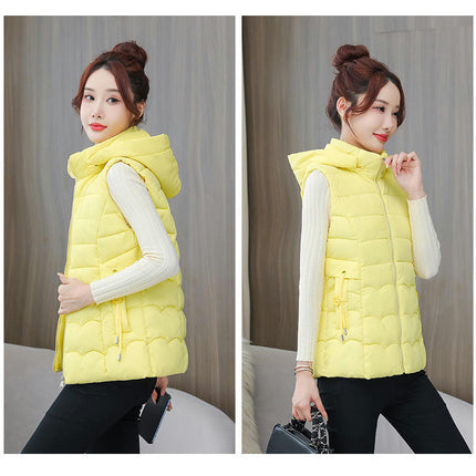 Women's Puffer Vest Quilted Hooded Winter Zip Up Sleeveless Coat