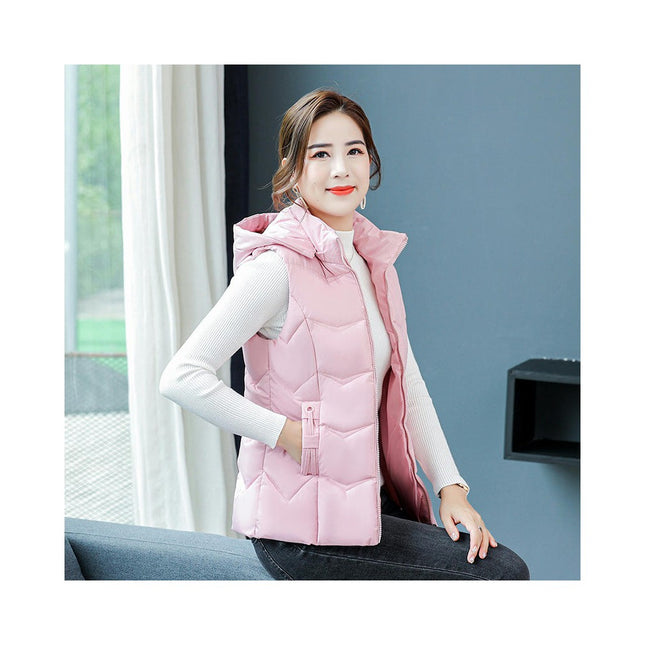 Puffer Vest for Women Winter Zip Up Sleeveless Hooded Coat