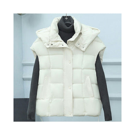 Womens Puffer Vest Hooded Full Zip Sleeveless Quilted Padded Warm Coat