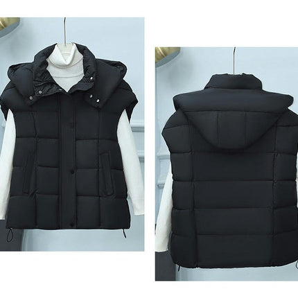 Womens Puffer Vest Hooded Full Zip Sleeveless Quilted Padded Warm Coat