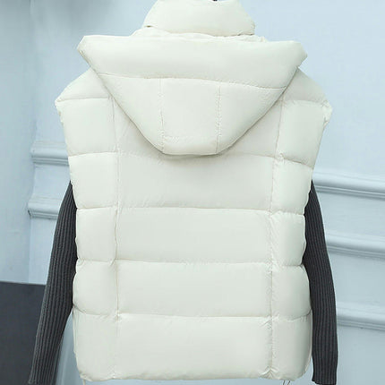 Womens Puffer Vest Hooded Full Zip Sleeveless Quilted Padded Warm Coat